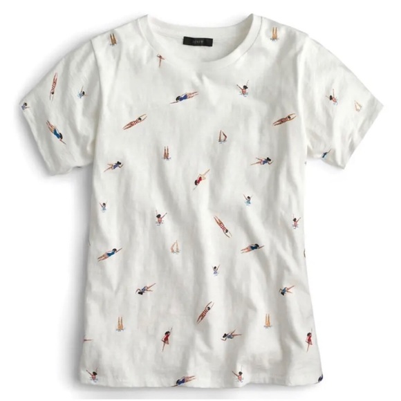 J CREW White Swimmers Tee with Glitter Accents - H7879 - Sz XS - Picture 13 of 13